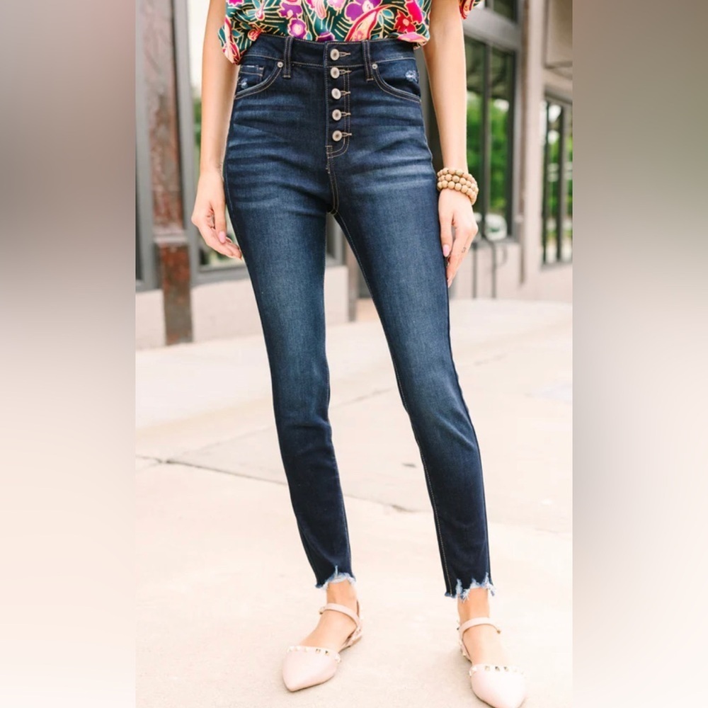 KanCan signature high rise dark wash super stretch straight leg jeans